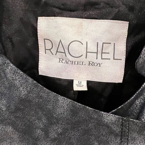 Rachael Ray stretch faux suede flowy Tie dye asymmetrical zip blazer - Picture 4 of 4